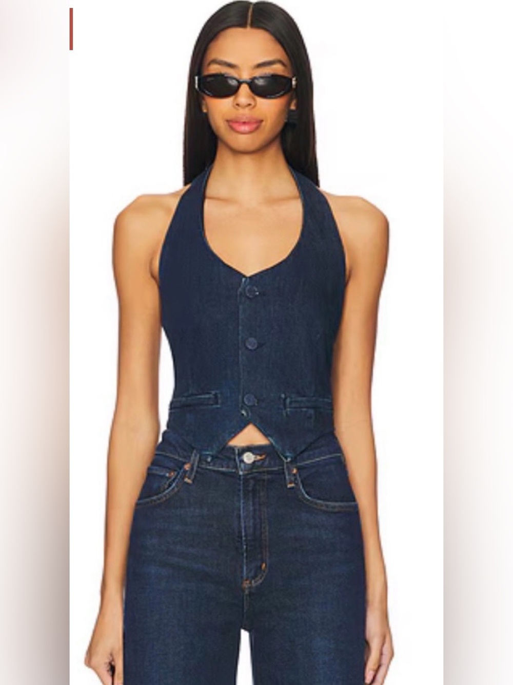 Good American Dark Wash Denim Halter Vest NWT. Small